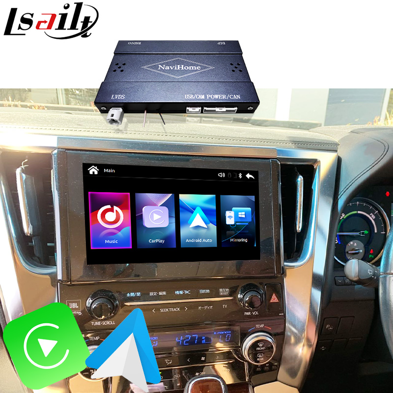 Беспроводный модуль обновления Apple CarPlay / Android для Alphard 30 Series Vellfire Toyota поддерживает FM радио, A / C, зеркало, камеры