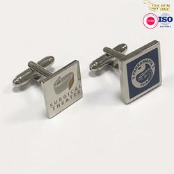 Button Symbol Metal Cufflink Shiny Gold Silver Plated Soft Enamel Zinc Alloy