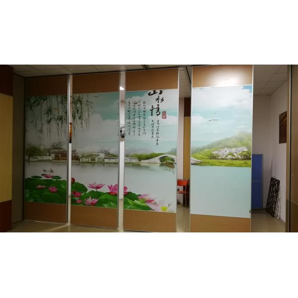 Conference Room Sliding Wall Partition Melamine Surface Ceiling Track Roller