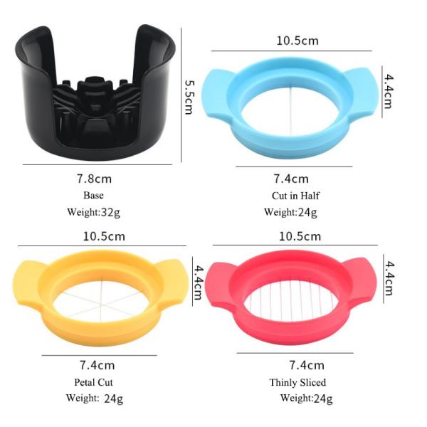 Egg Slicer Set 3 Cutters for Thin Slices Easy Manual Egg Cutting Tool PP Plastic With Slicer Stand