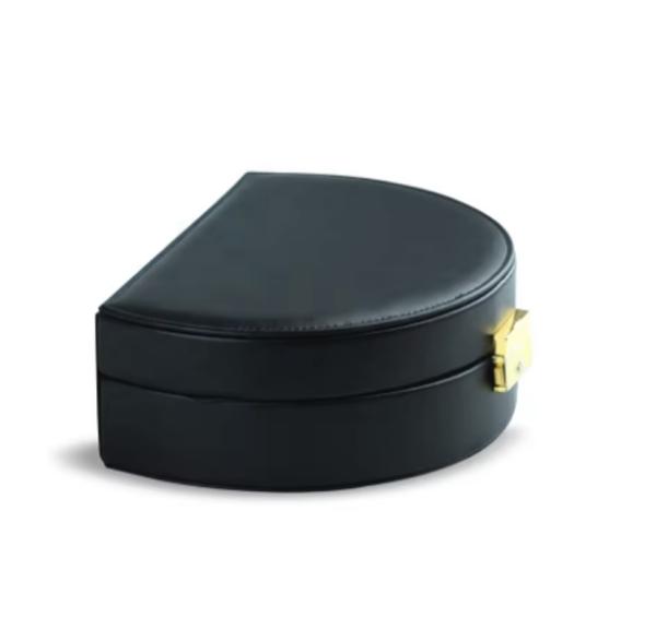 Handmade Custom Romantic Elegant Portable Travel Black PU Leather Case Caja Joyeria Jewelry Box