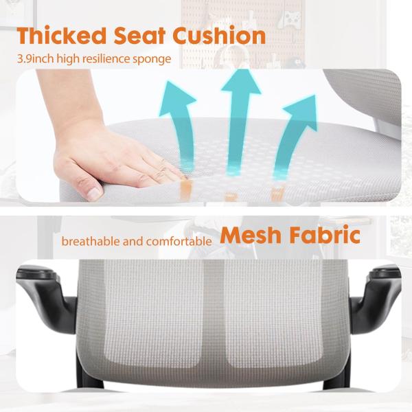 High Back Mesh Chair with Flip-up Armrests and Lumbar Support Mail Packing Included