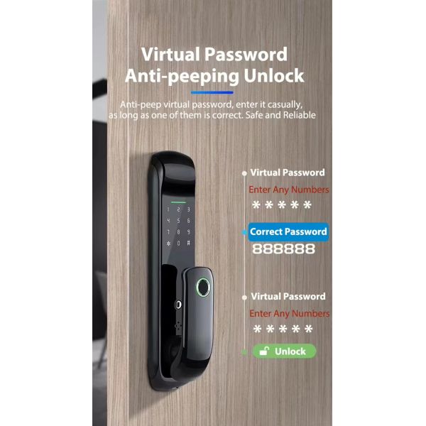 Smart Electronic Lock Fingerprint Durable Eco-Friendly Anti-Theft Design 5050 Body Aluminum Alloy Tuya Compatible Password