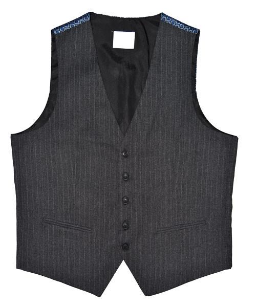 Popular Dark Grey Stripe Mens Slim Fit Vest 5% Wool OEM and ODM Embroidery Logo