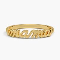 Classic 925 Sterling Silver14K Gold Highly Polished MAMA Women Rings In Minimalist Design