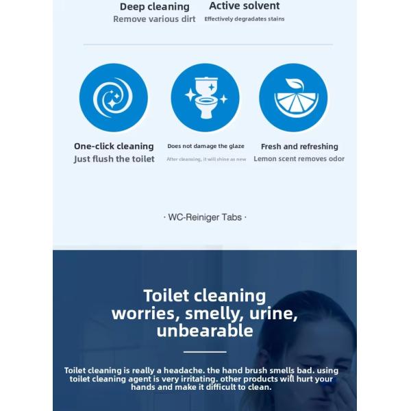 Nettoyeur de salle de bain pour ménage solide, déodorant, comprimés de toilettes effervescents