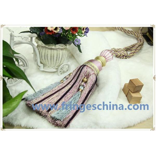 Wholesale custom long tassel fringe trimming for curtain attractive tieback hanging ball