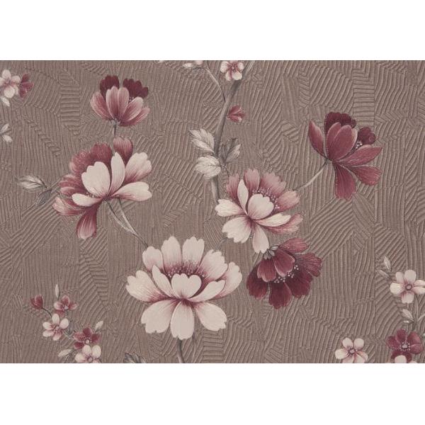 Luxury Coffee Color Country Vinyl Wallpaper With Floral Pattern for Living Room