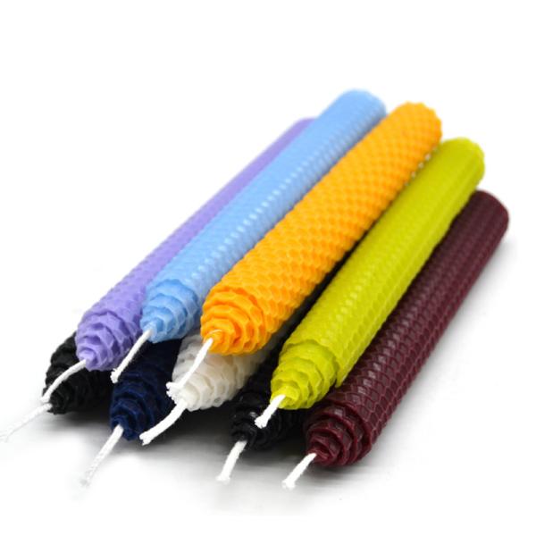 Custom Wedding Long Lasting Scented Candles Colorful Carved Beeswax Pillar Candles