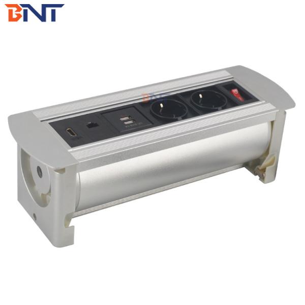 CE Rohs approval office furniture aluminum desktop power socket with EU power