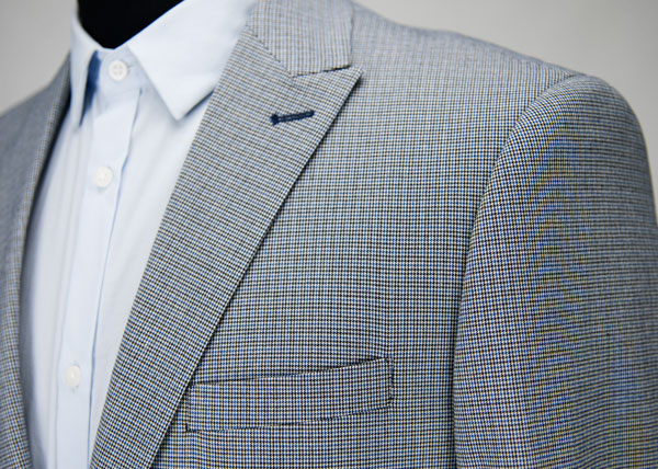 Handmade Mens 2 Piece Suit Blue Check Plaid Breathable Anti Wrinkle