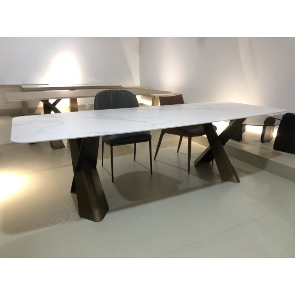 Luxury Modern Kitchen Dining Tables For 10 People Rectangular Shape Artificial Marble Top Table Set