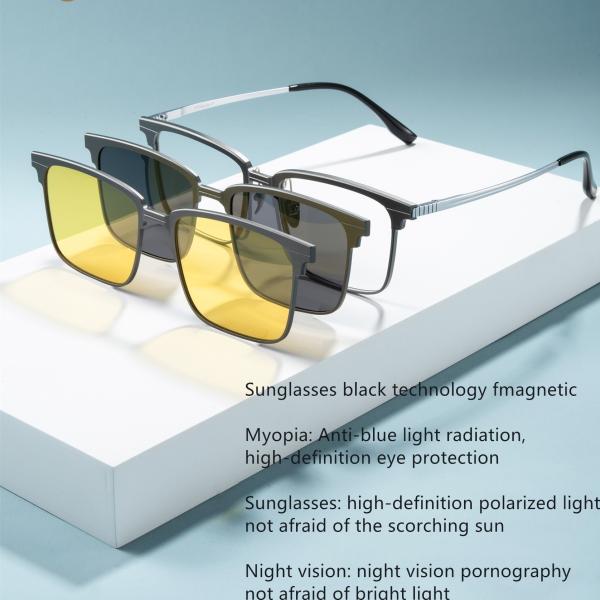 Магнитные чистые титановые алюминиевые очки Мода портативные очки