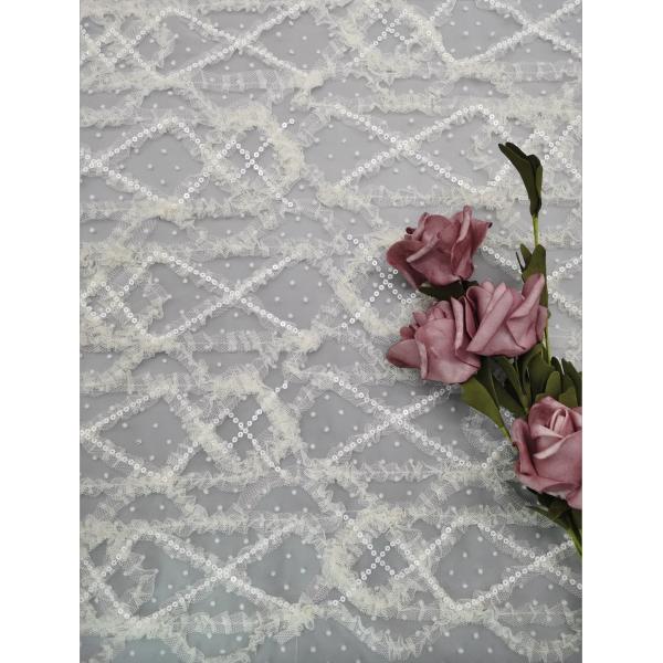 Sequin цветка 3D вышил ткани шнурка Тюль ткани Bridal чистой с Sequin