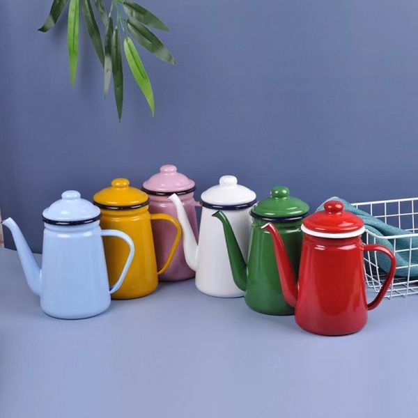 Eco Friendly Enamel Teapot Sets Hot Water Kettles With Cover And Handle OEM Size