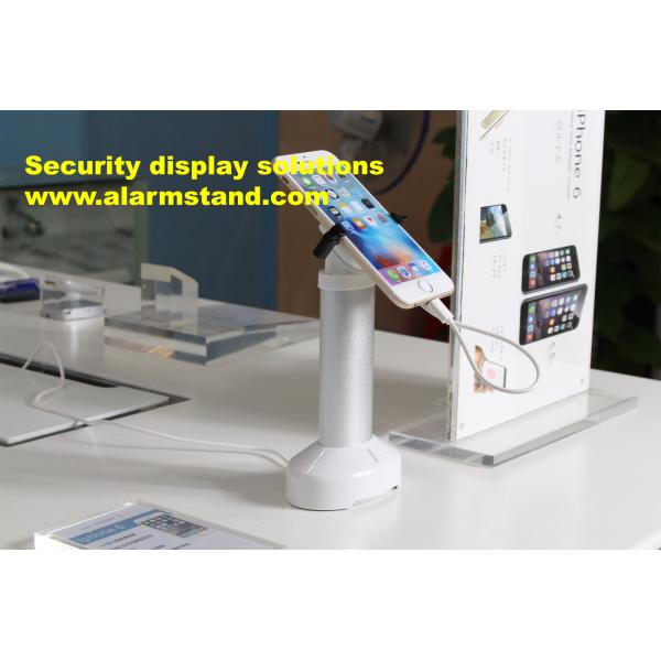 COMER anti-theft locking devices mobile phone alarm display stand with high security gripper locking