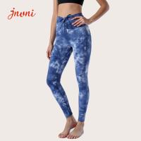 collants nus de gymnase de colorant de lien de peau de guêtres de séance d'entraînement du yoga 220gsm avec des poches