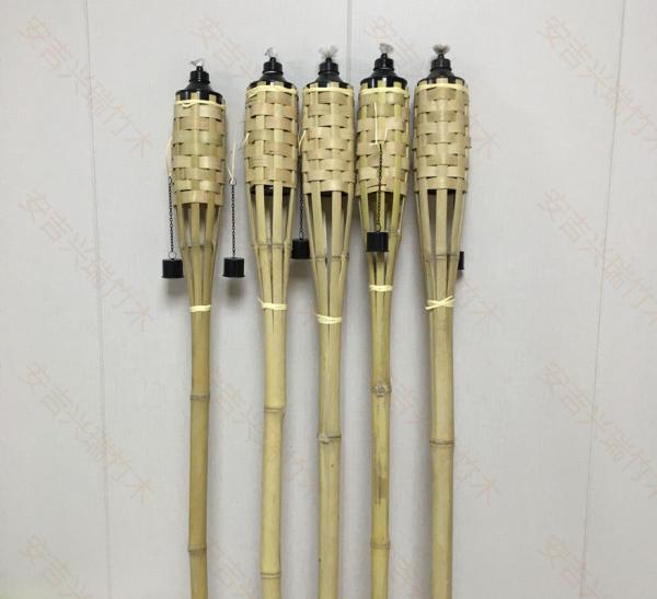 Luau Party Garden Decoration Bamboo Flaming Torch With Metal Oil Canister