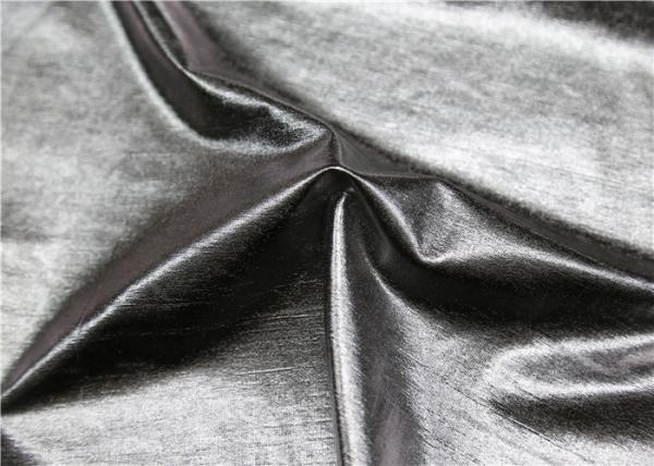 Dry Process Polyester Faux Leather , Silver Fake Leather Fabric For Ladies ' Garment