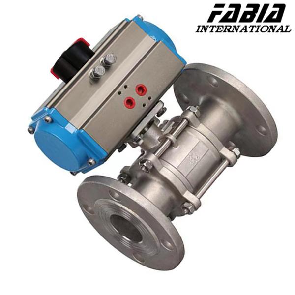 Válvula pneumática de esfera de alta pressão de três peças Válvula de esfera industrial de flange