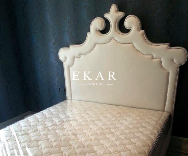 Classic Wooden Bed Models Blue Upholstered Special Headboard King Size Bed