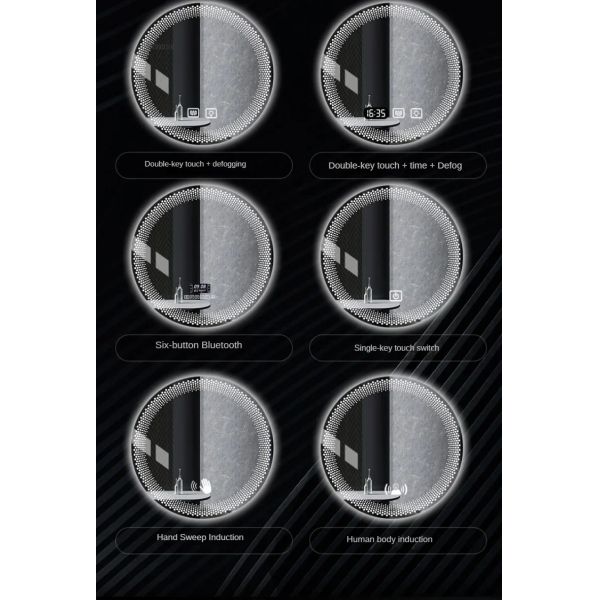 Simple flameproof Led Smart Touch Screen Anti-fog Round Sensor Mirror with Light(WH-MR-101)