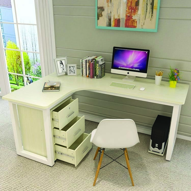 Mail Packing Modern Work Office Desk L Shape Black and White with Steel Furniture