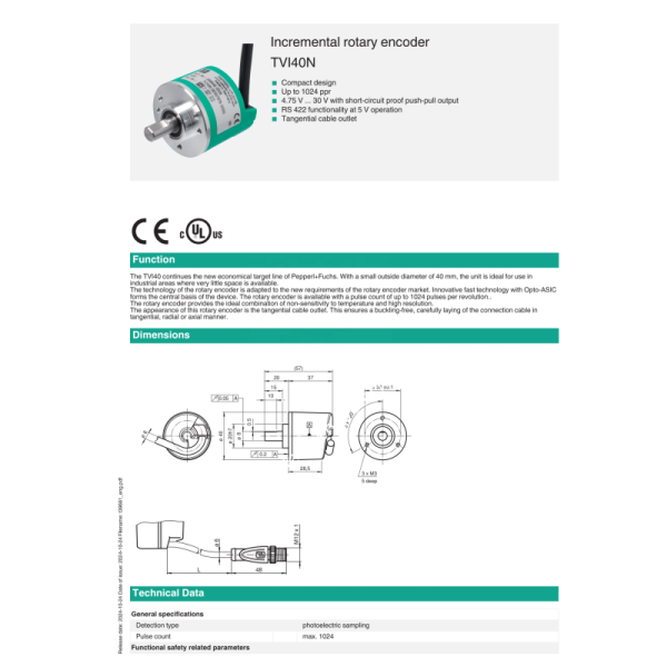 PEPPERL+FUCHS Incremental Rotary Encoder for Industrial Automation with Stainless Steel Construction and One Year Warranty
