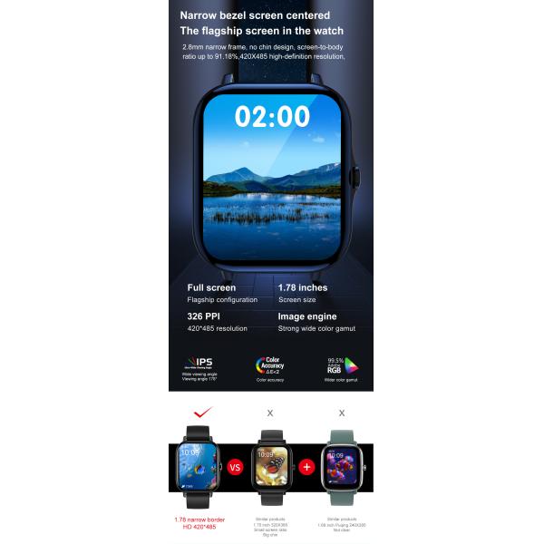 Dt94 Gts 2 умных люд Bluetooth дозора вызвать 1,78 женщин спорта Ecg кровяного давления отслежывателя фитнеса экрана Smartwatch