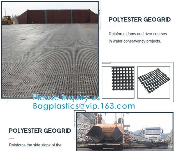 Fiber Geogrid For Road Building Construction Fiberglass Biaxial Geogrid With Nonwoven Geotextile Soil Stabilization