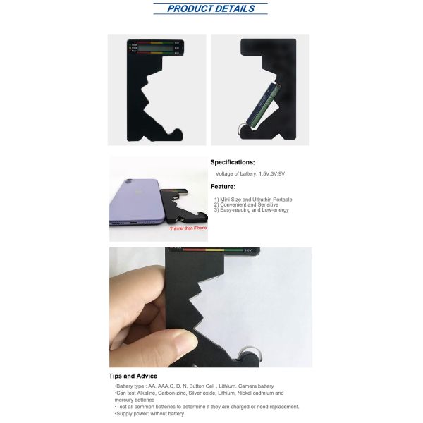 CE Custom 1.5V 3V Button Cell Phone Digital Watch Battery Tester