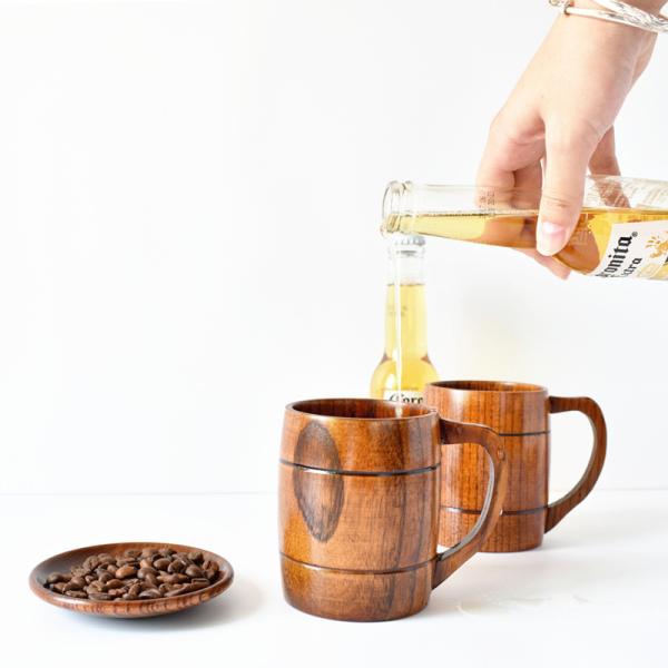 380mL Handmade Wooden Beer Mug Jujube Eco Friendly Coffee Cups