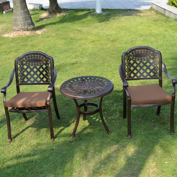Outdoor Furniture Garden Dining Set in Rectangular Shape with Red Copper Cast Aluminum