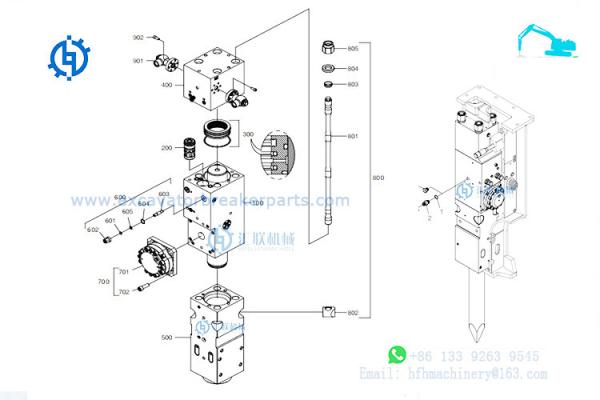EHB25 Hydraulic Breaker Spare Parts For Everdigm EHB-25 Hydraulic Hammer Front Head