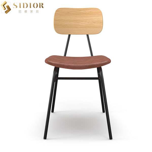 80cm Blue Faux Leather Dining Chairs With Metal Legs