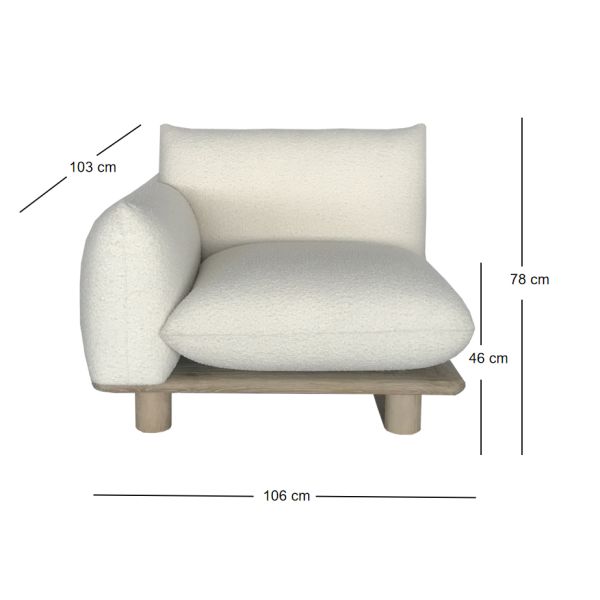 Sofá individual con brazo derecho 106×103×78cm Combinaciones modulares flexibles