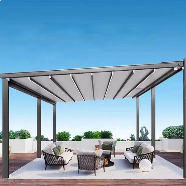 Sunshade Sliding Folding Lip Roof Outdoor Retractable Canopy Aluminum Frame Polyester Sail 6m Projection Ordinary Switch Pergola
