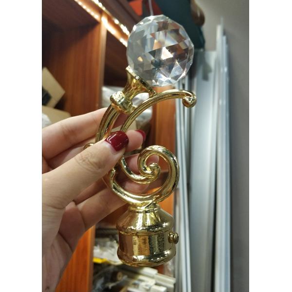 Wholesale crystal gold curtain pole metal finials curtain rod accessories for curtain rods