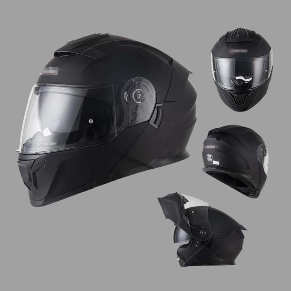 DOT certified flip up motorcycle helmet with double PC visor and EPS impact foam liner