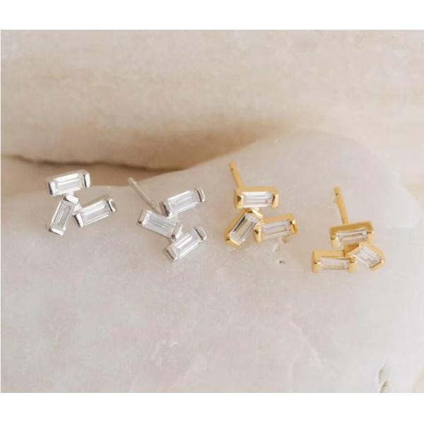 925 Sterling Silver Jewelry en gros Minimaliste Petit 925 Sterling Silver Zircon Stud Boucles d'oreilles ornées Boucles d'oreilles pour femmes