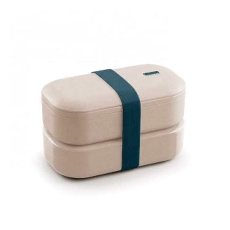 Bamboo Fiber BPA Free Lunch Box with Cutlery 4 Lattice  450g with Plastic, PP, Bamboo fiber