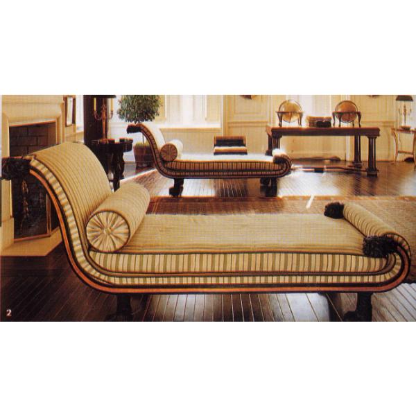 Antique Fabric Reclining Indoor Chaise Lounge Chair Wood Hand Carved