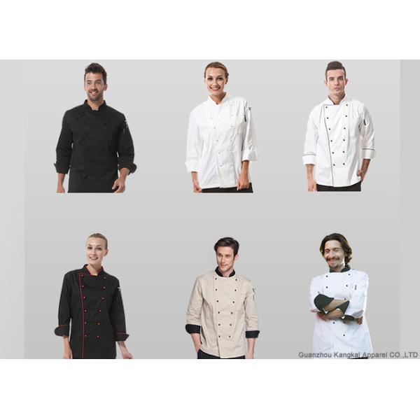 Men Polyester Fabric Kitchen Staff Uniform Chef Working With Hat