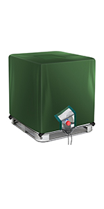 IBC Tote Cover for 1000L Outdoor 275 Gallon Rain Barrel UV Resistant Waterproof Outdoor IBC Covers - Grey GREEN