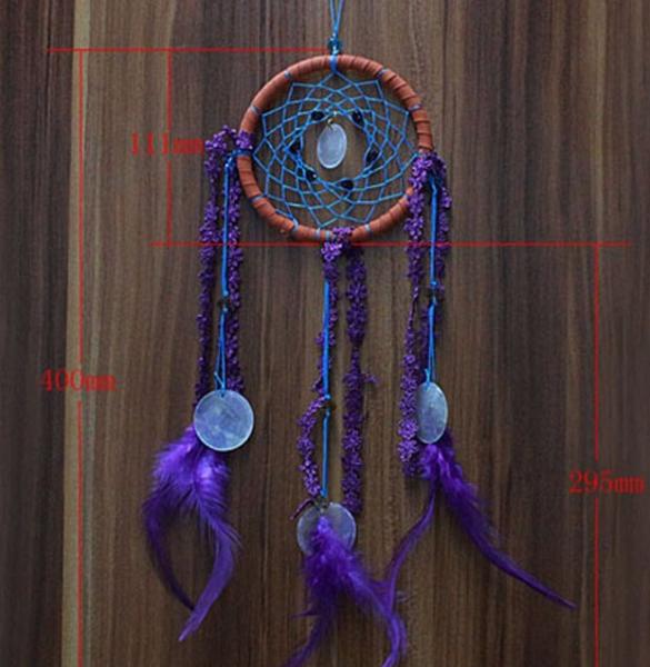 Circular Purple Handmade Dream Catcher Net With Feathers Wall Hanging Decoration Decor Craft Gift Wind Chimes for Home
