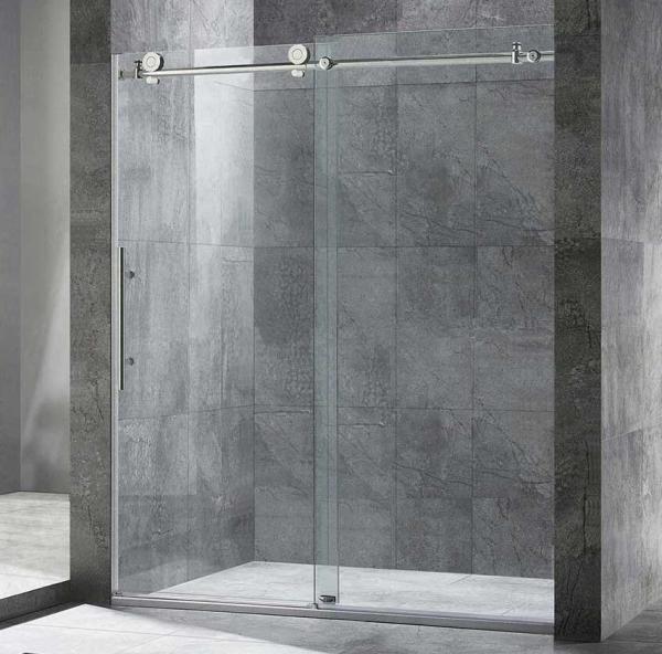 3/8 Inch Full Frameless Shower Glass Design with Smooth Big Rollers