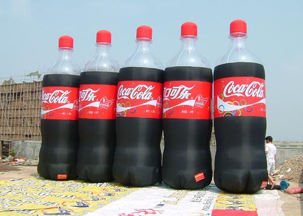 Coca Cala Red / Black Inflatable Beer Bottle With 2 - 3 Minutes Inflate / Deflate