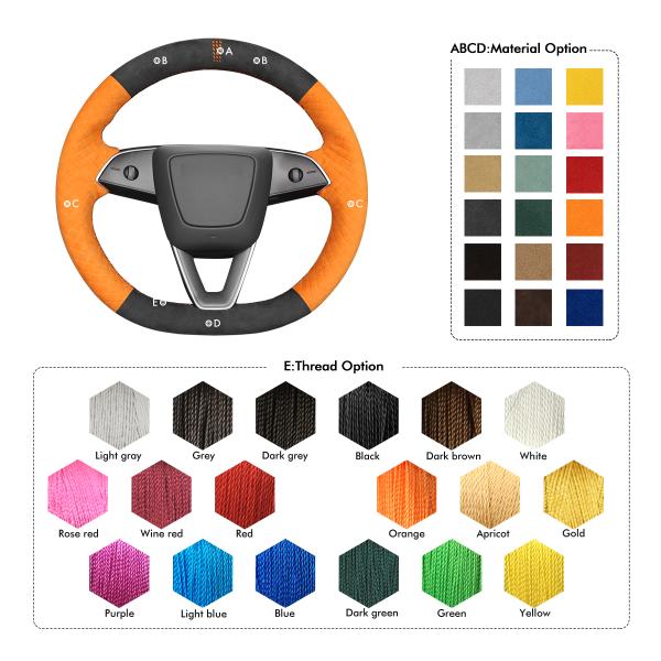 Customized High Quality Super Soft Suede Steering Cover For Tesla Model 3 2023-2024