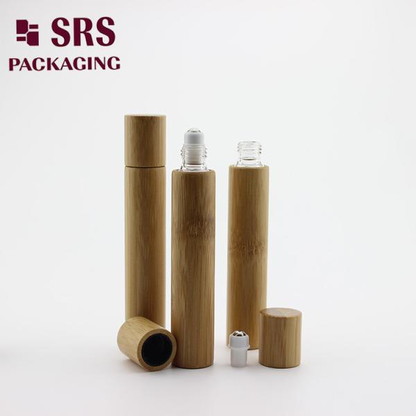 SRS Natural Color Bamboo Glass Perfume Empty Roll On Bottle 10ml