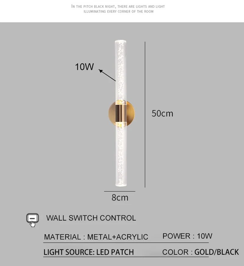Luxury Wall Lamp Bedside Background Lamp Home Decoration Modern Led strip Crystal mirror headlights(WH-MR-84)